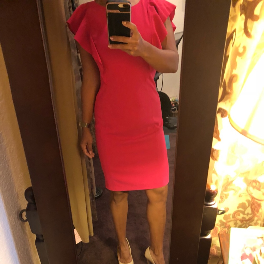Lord & Taylor 424 Fifth Pink flutter sleeve sheath